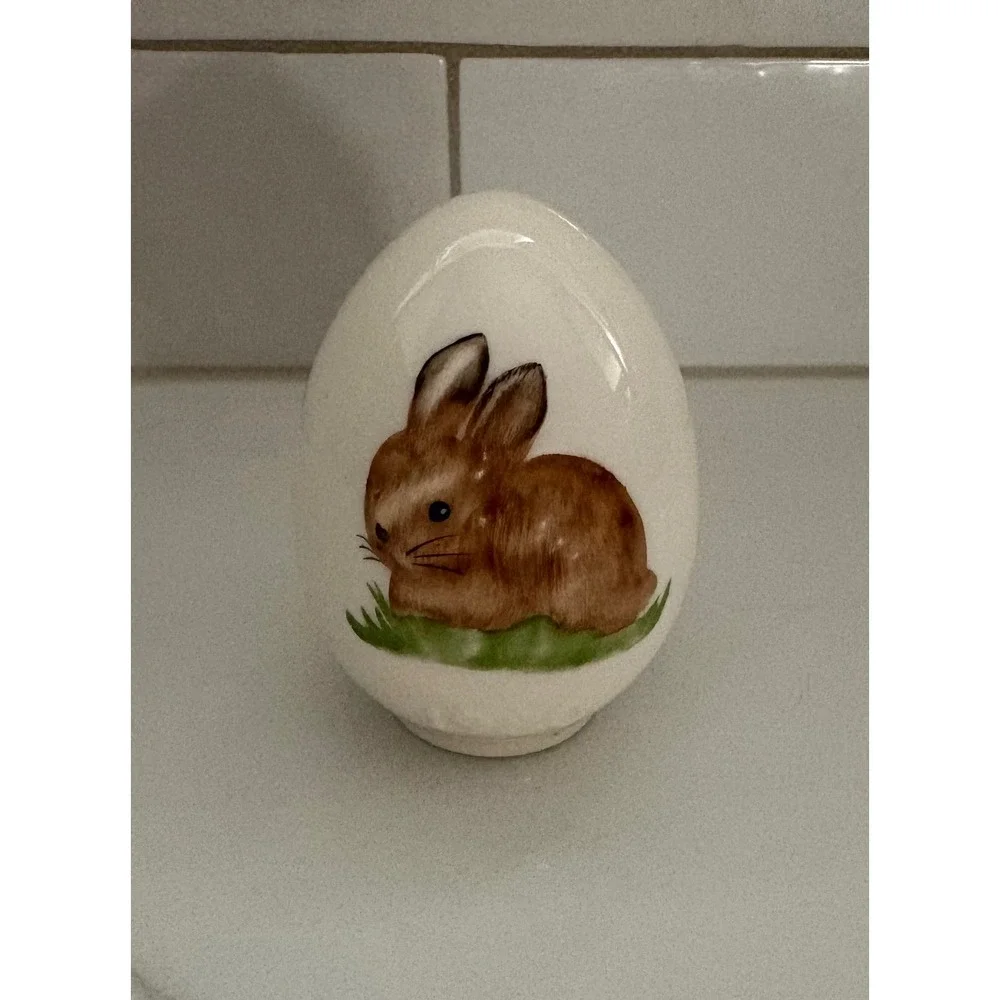 Goebel W Germany 1980 Ceramic‎ Easter Egg Bunny Rabbit Figurine Vintage